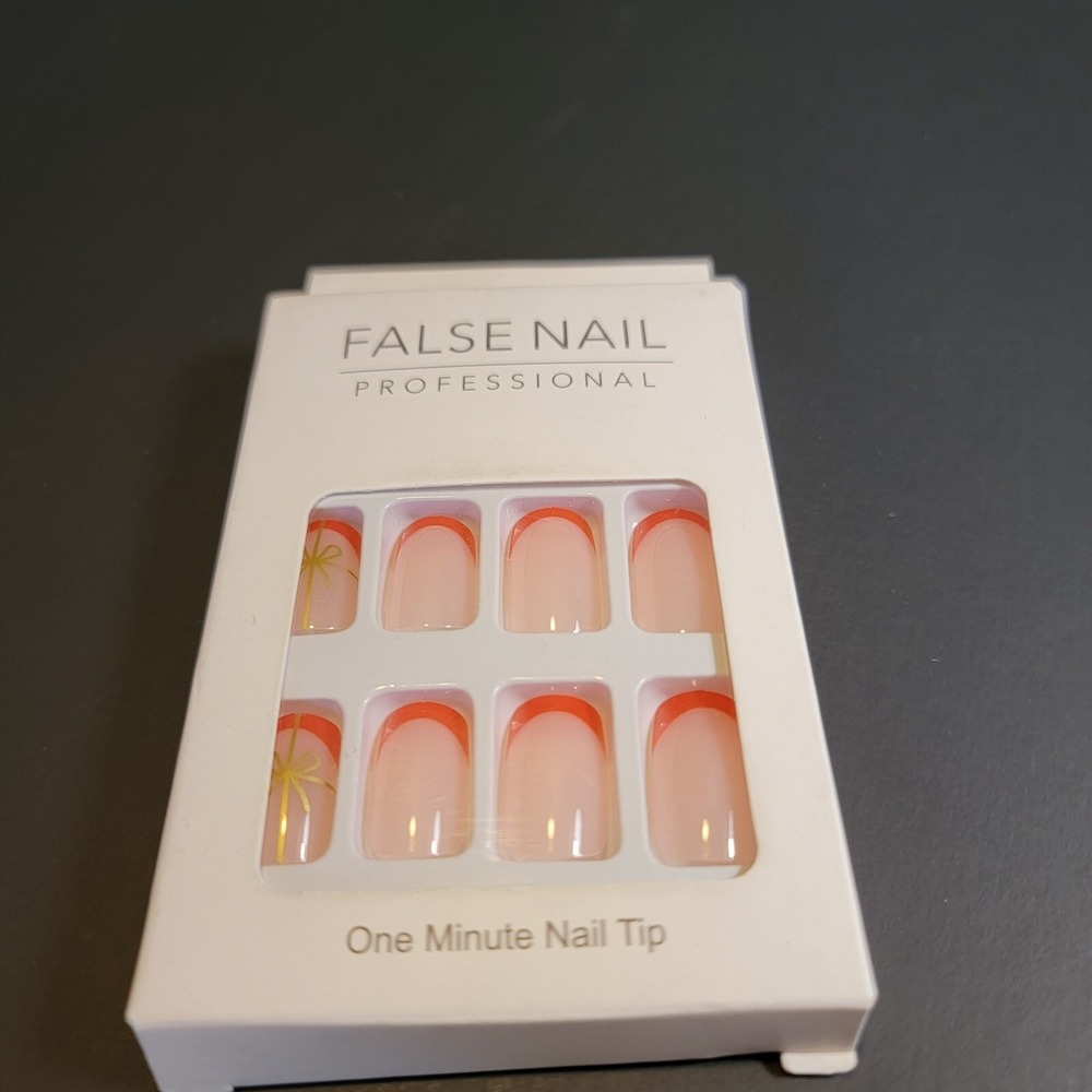 Self-adhesive‎ Short Square Red French Tip Nails